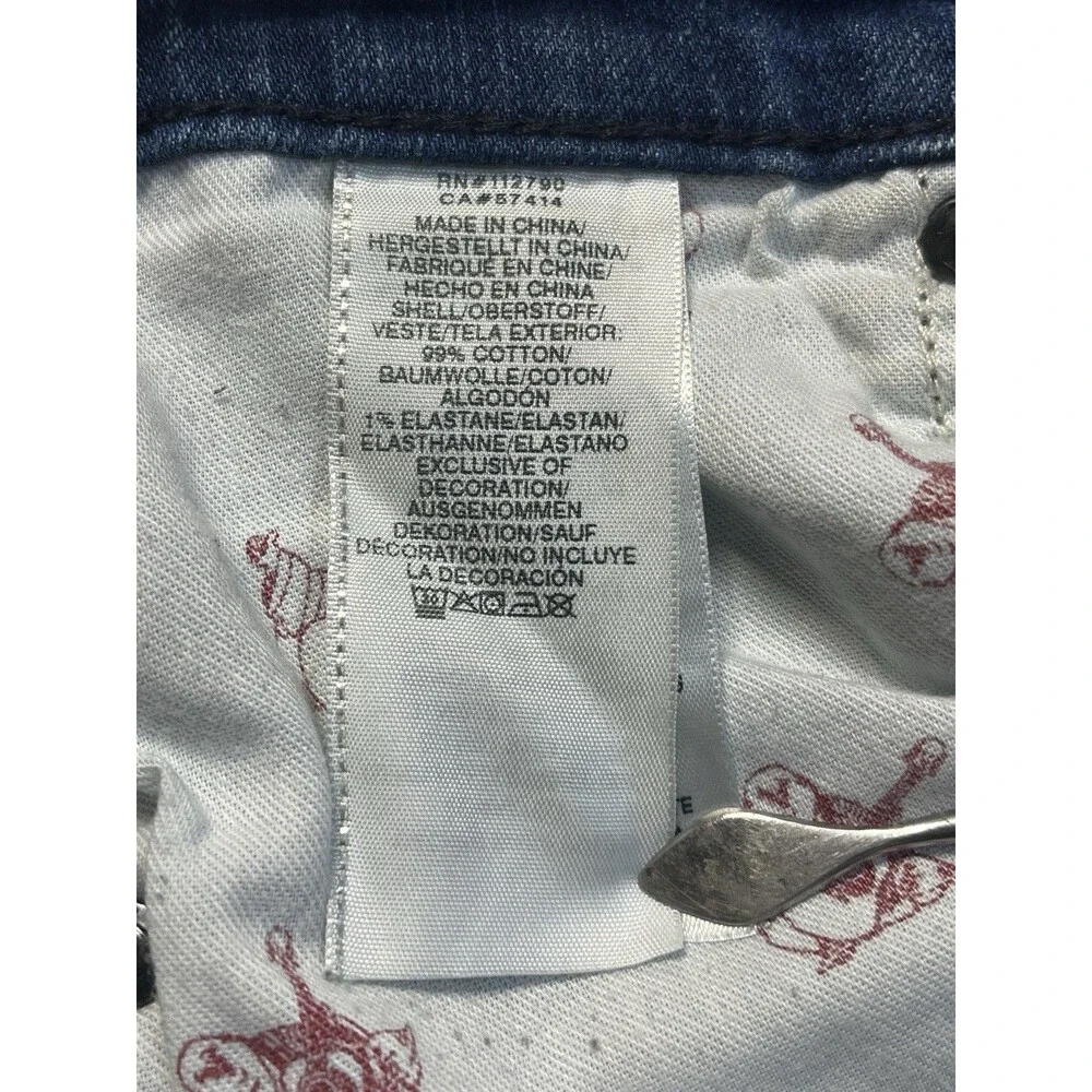 True Religion Geno Moto Shorts Men's 27 Blue Denim Chevron Stitch Raw Hem Biker